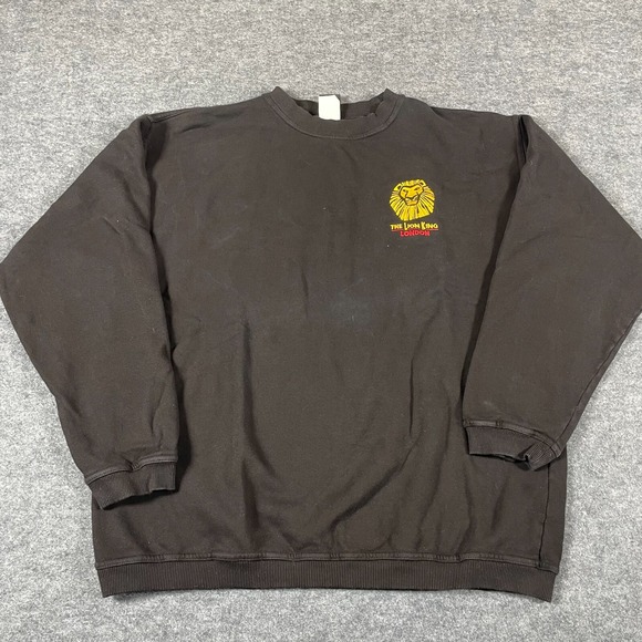 VTG Disney Sweattshirt Adult L Black Broadway The Lion King Embroidered London - Picture 1 of 12
